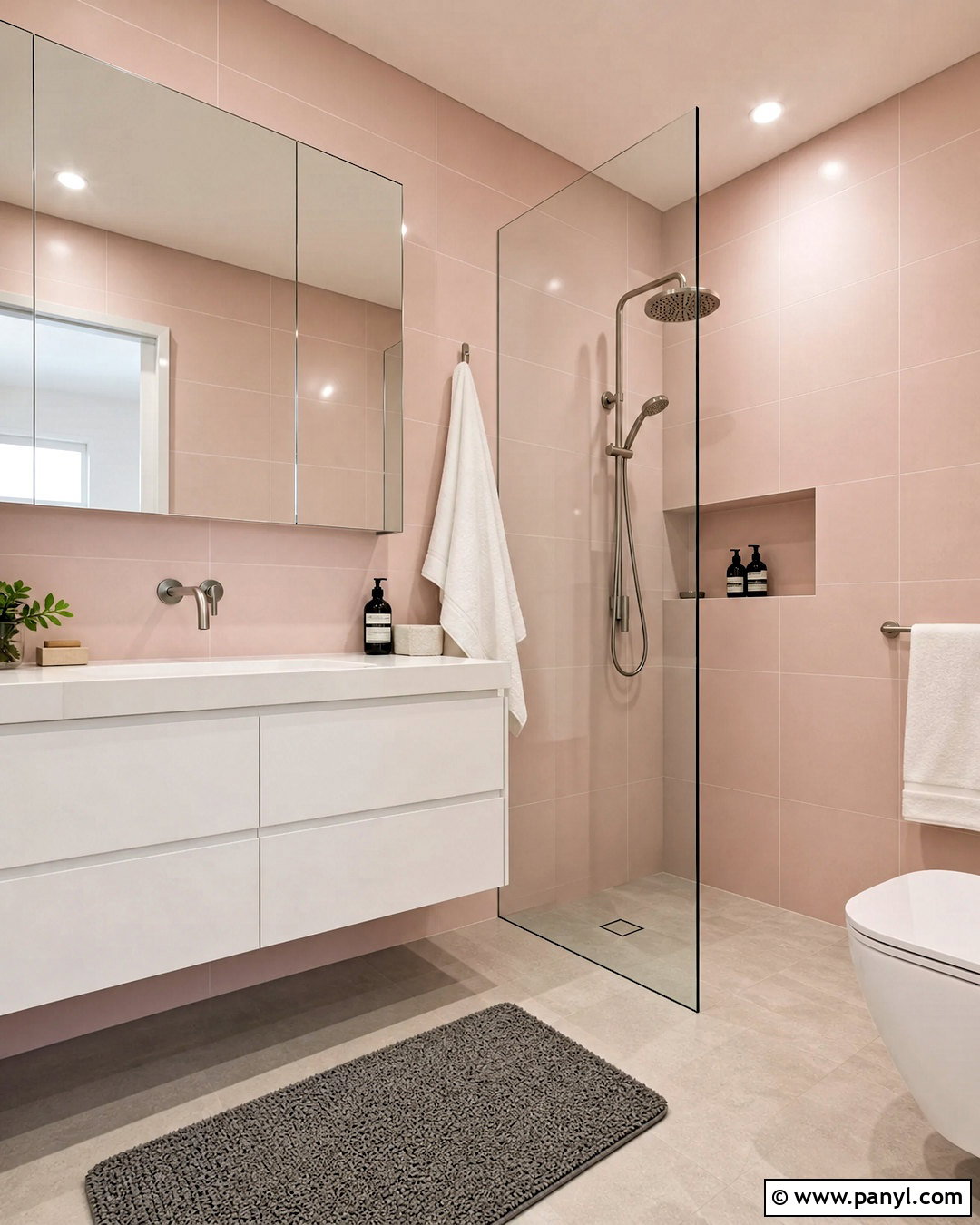 Minimalist Pale Pink Bathroom - 20 small pink bathroom ideas