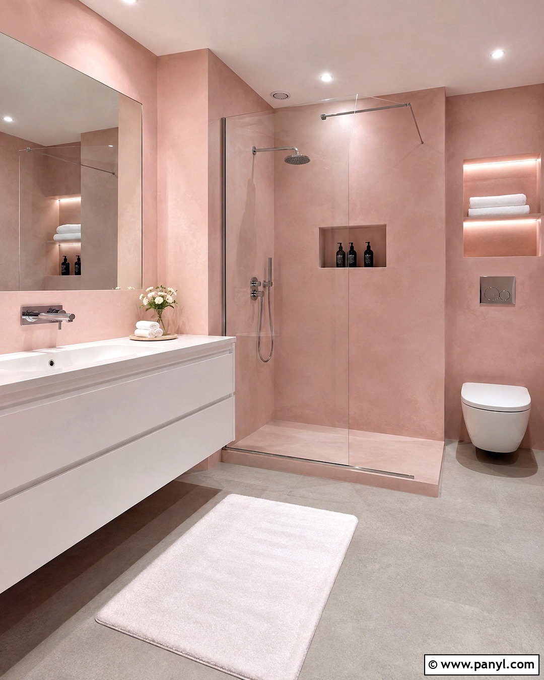 Minimalist Pale Pink Bathroom - 20 pink bathroom aesthetic ideas