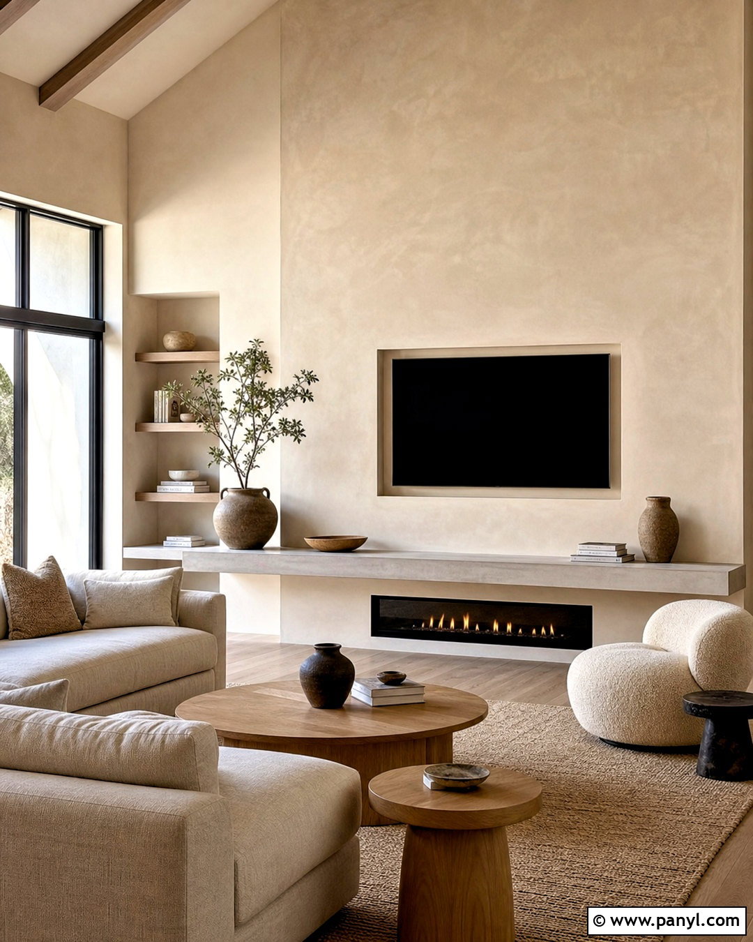 Minimalist Plaster TV Wall - 20 high ceiling tv wall ideas