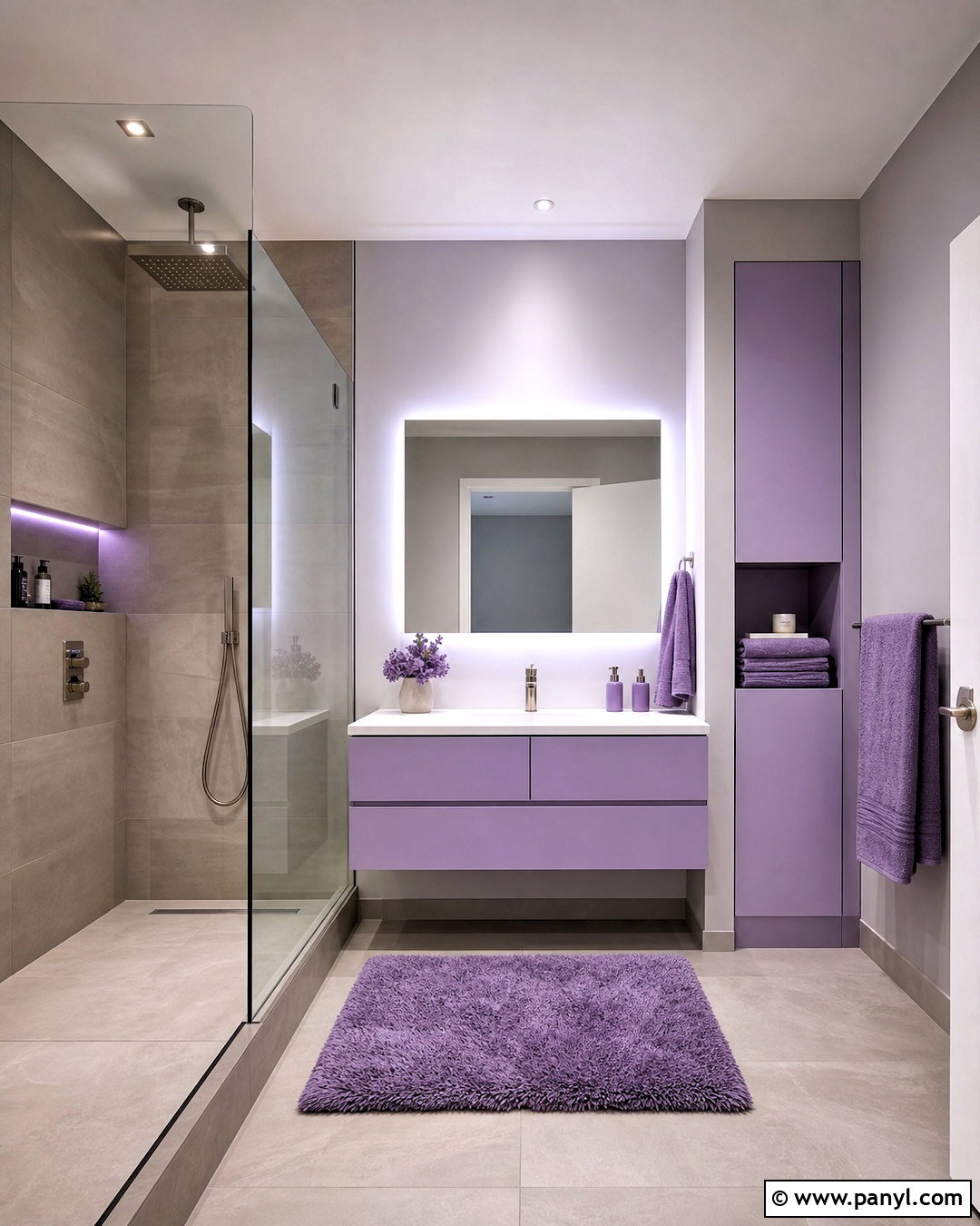 Minimalist Purple Bathroom - 20 purple bathroom aesthetic ideas