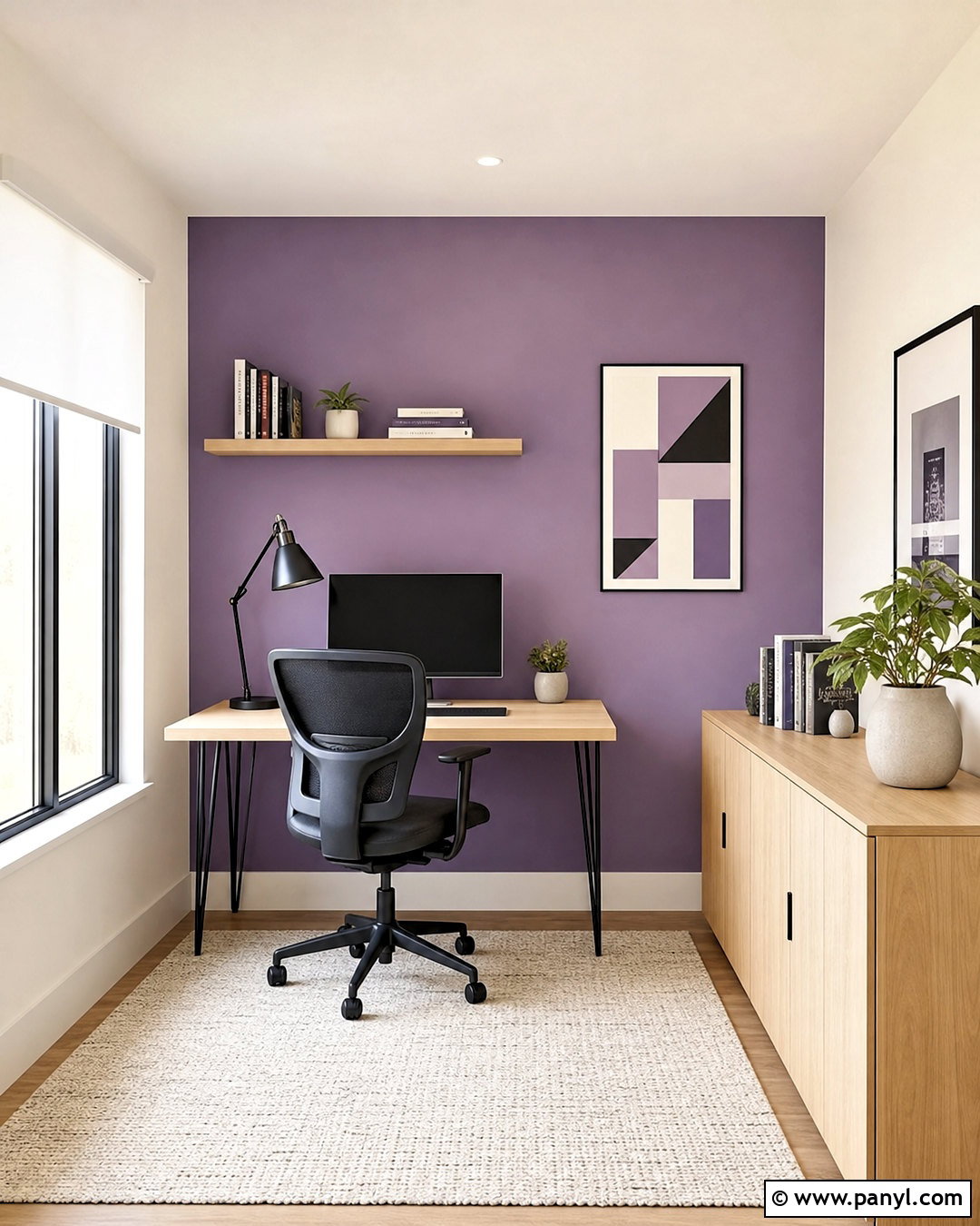 Minimalist Purple Home Office - 20 purple room design ideas