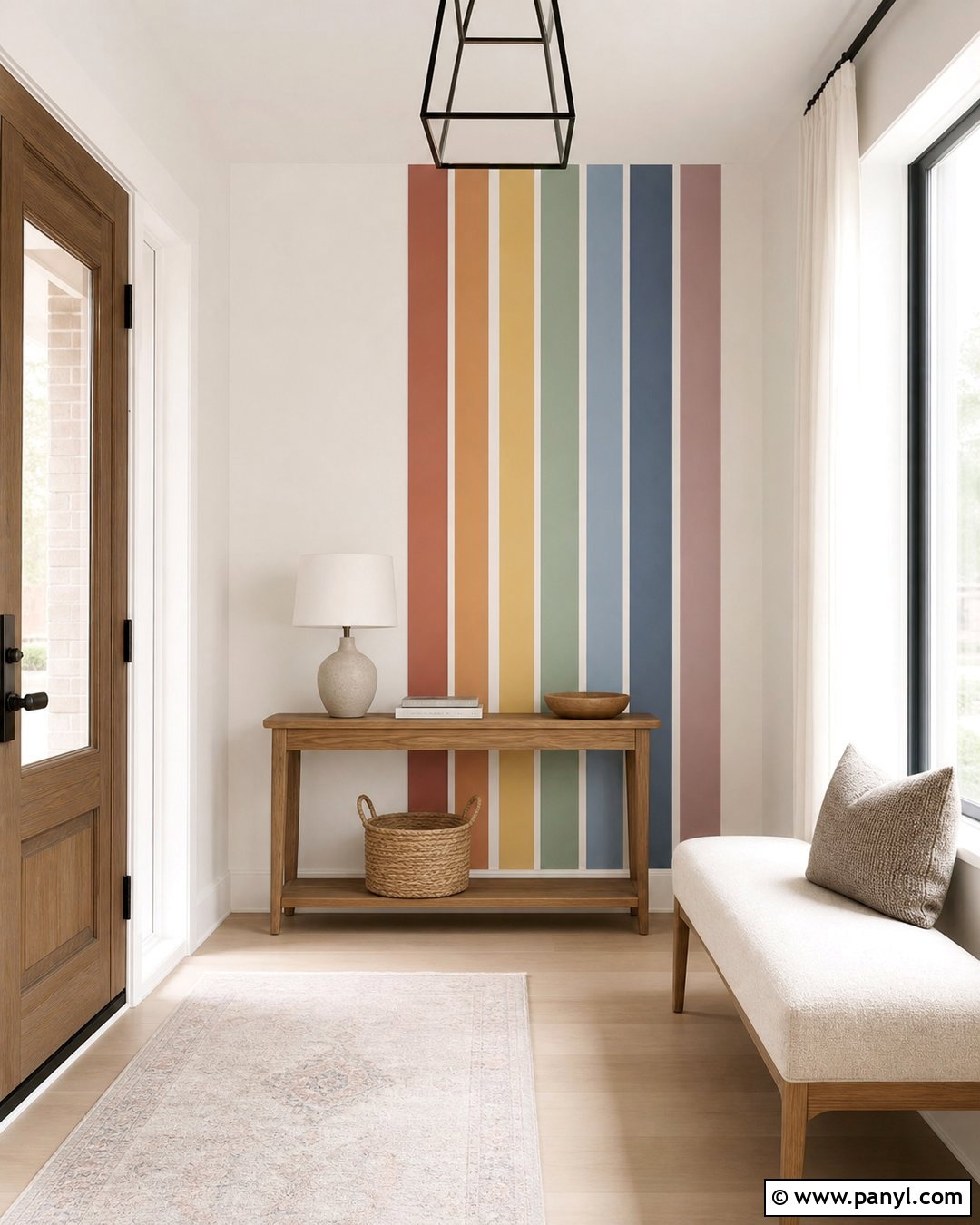 Minimalist Rainbow Stripe Wall - 30 Rainbow Stripe Wall Ideas