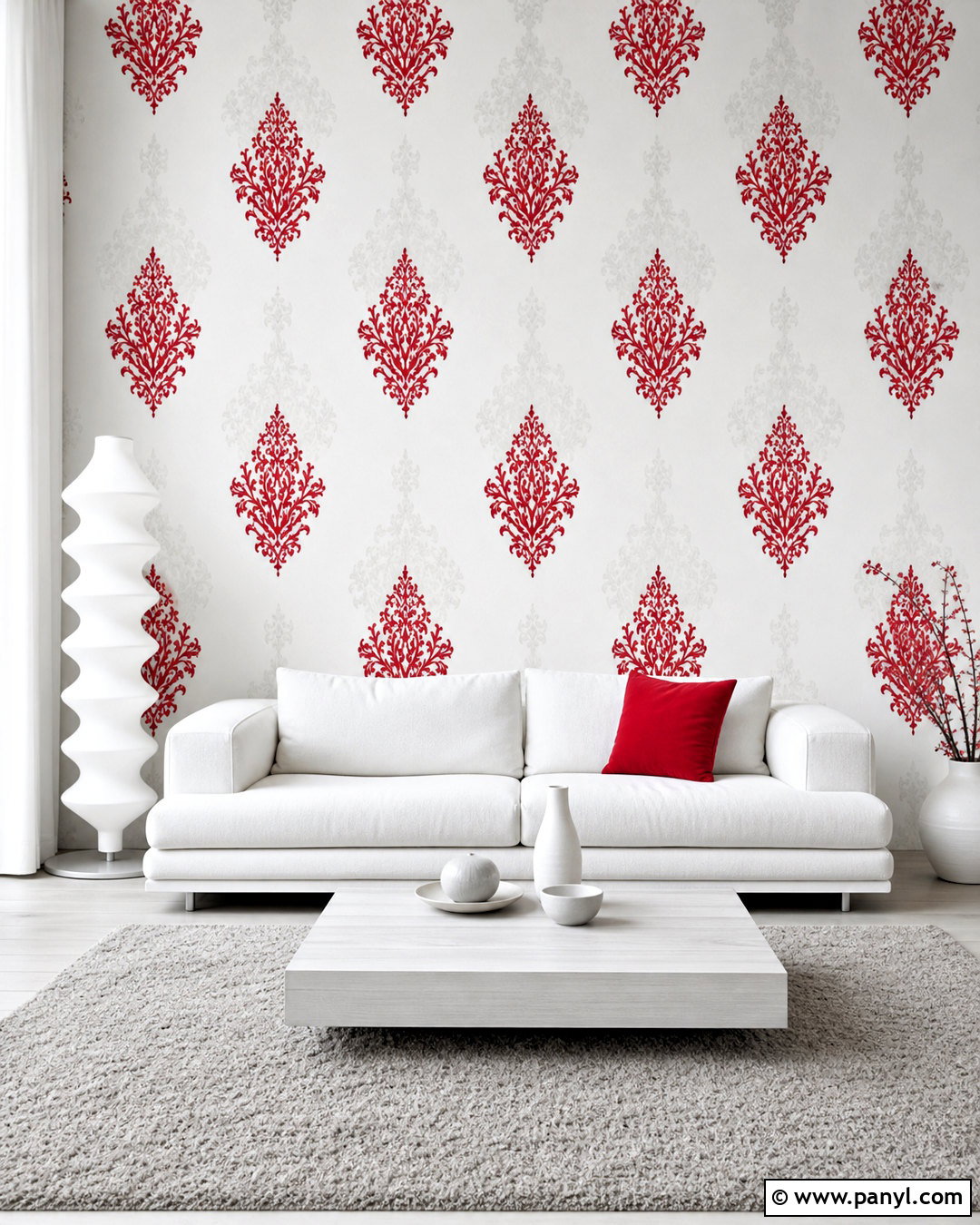 Minimalist Red And White Damask Pattern - 20 red and white damask patterns
