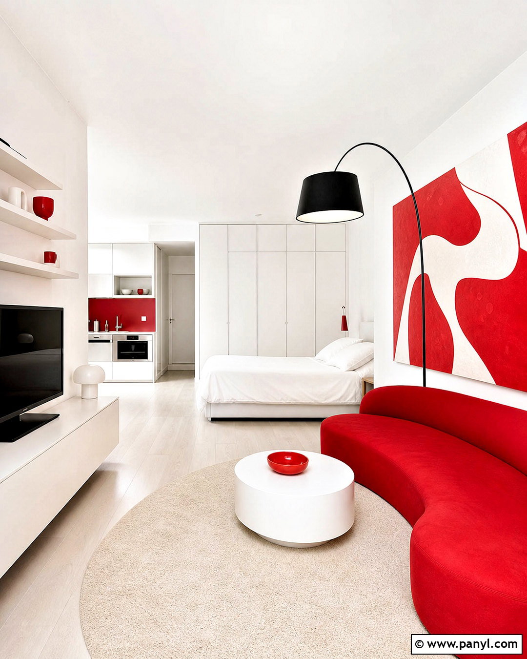 Minimalist Red And White Studio - 20 red and white decor ideas