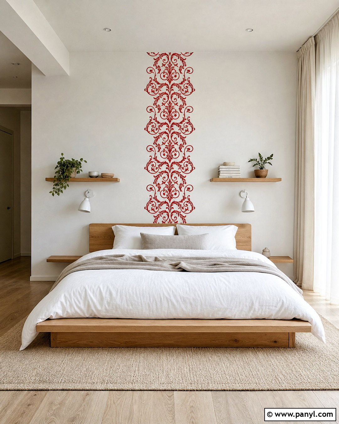 Minimalist Red Damask Wall Decal Bedroom - 20 red damask wall decal ideas