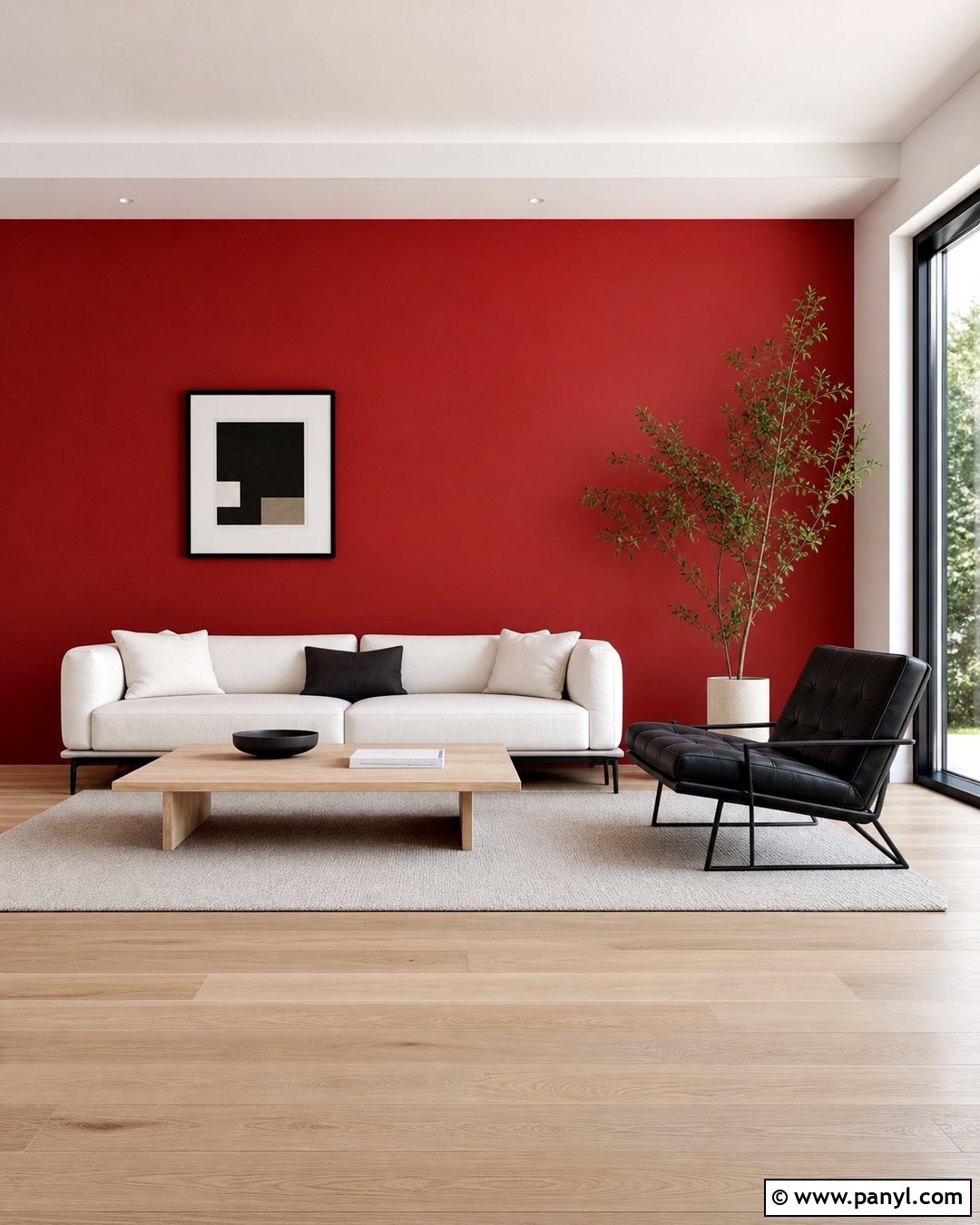 Minimalist Red Feature Wall Living Room - 35 red feature wall ideas