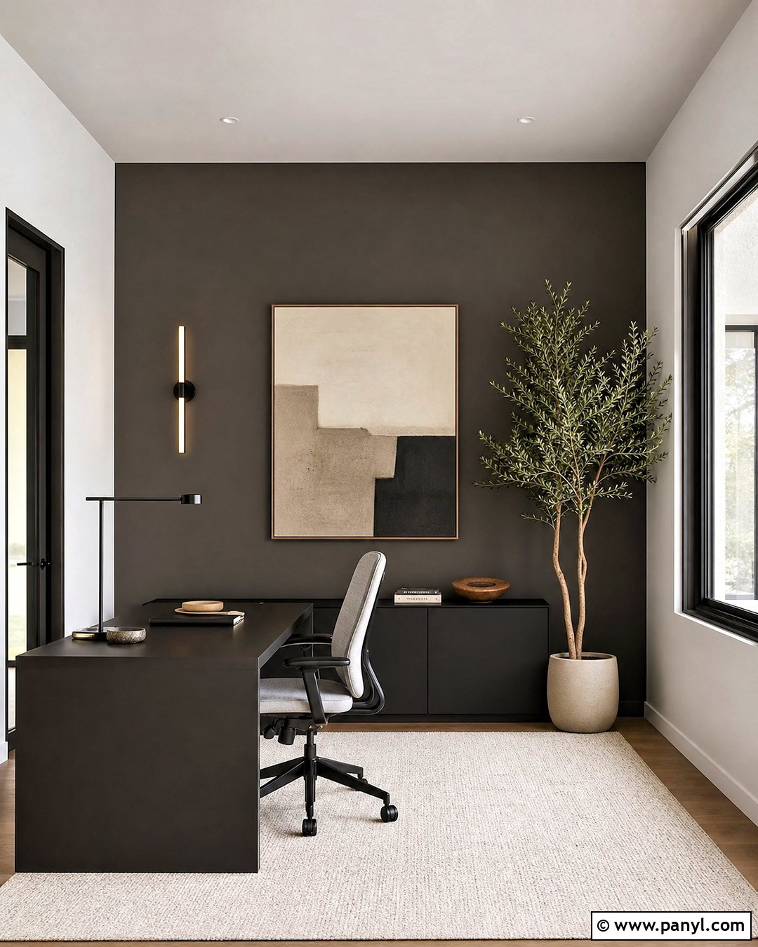 Minimalist Urbane Bronze Office With Black Desk - 20 urbane bronze office ideas