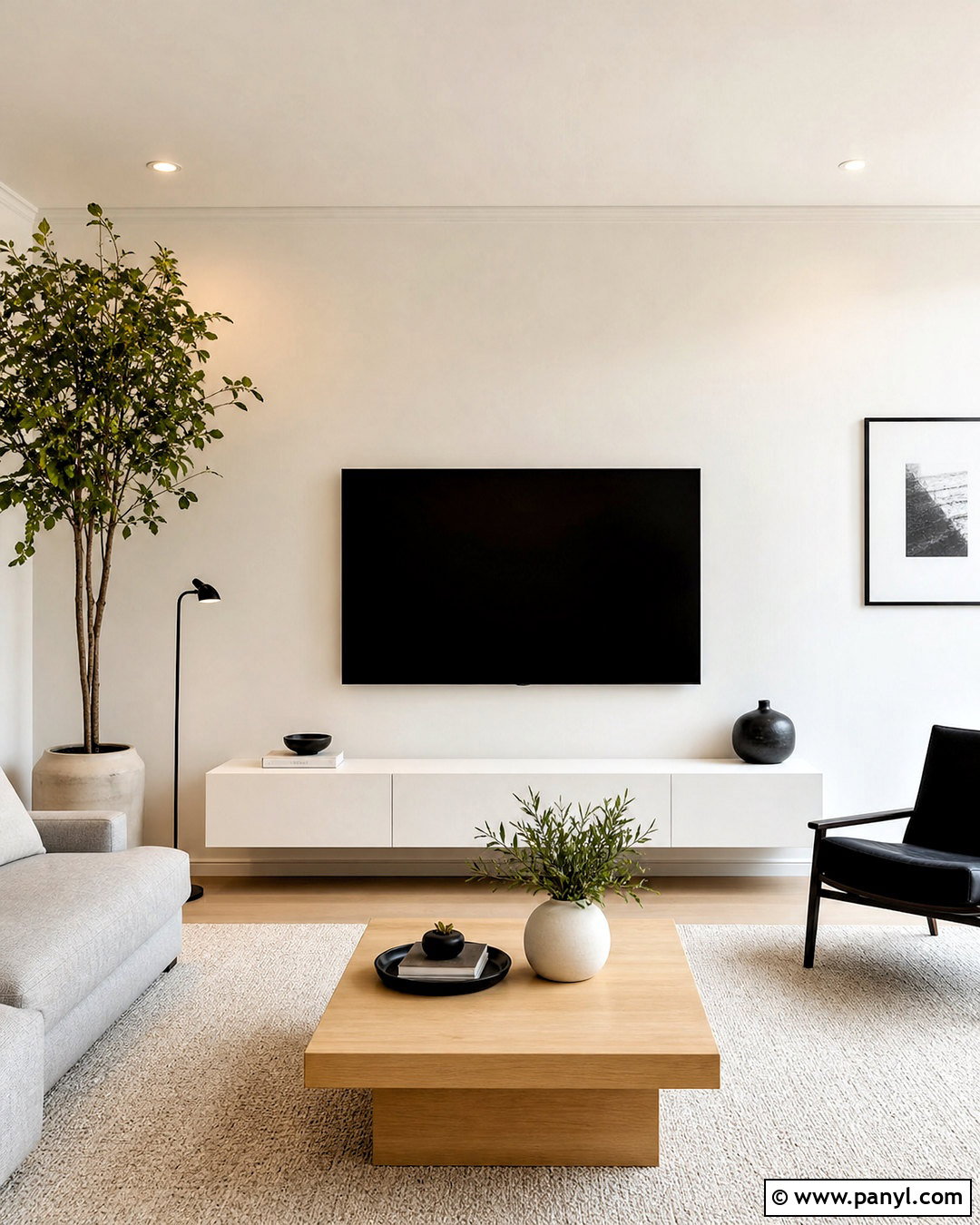 Minimalist White TV Wall - 20 tv wall decor ideas