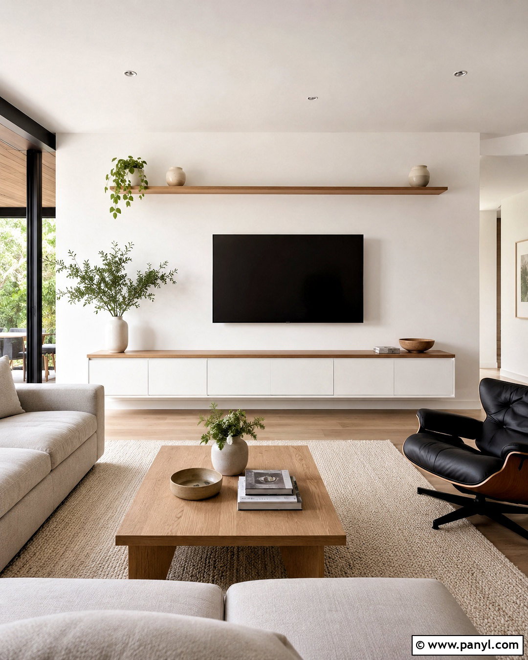 Minimalist White TV Wall - 20 living room tv wall design ideas