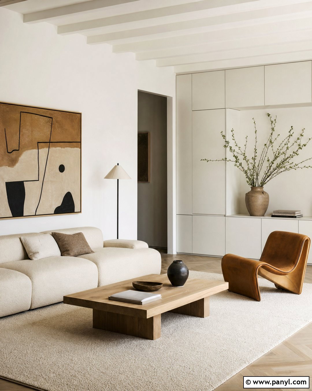 Minimalist White Wall Living Room - 30 White Wall Interior Ideas