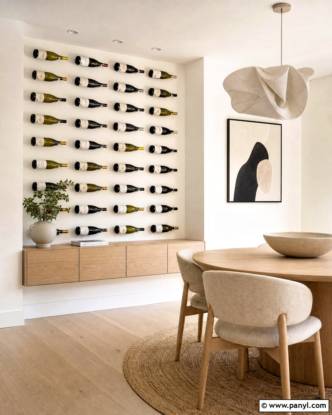 Minimalist White Wine Wall - 20 wine display wall ideas