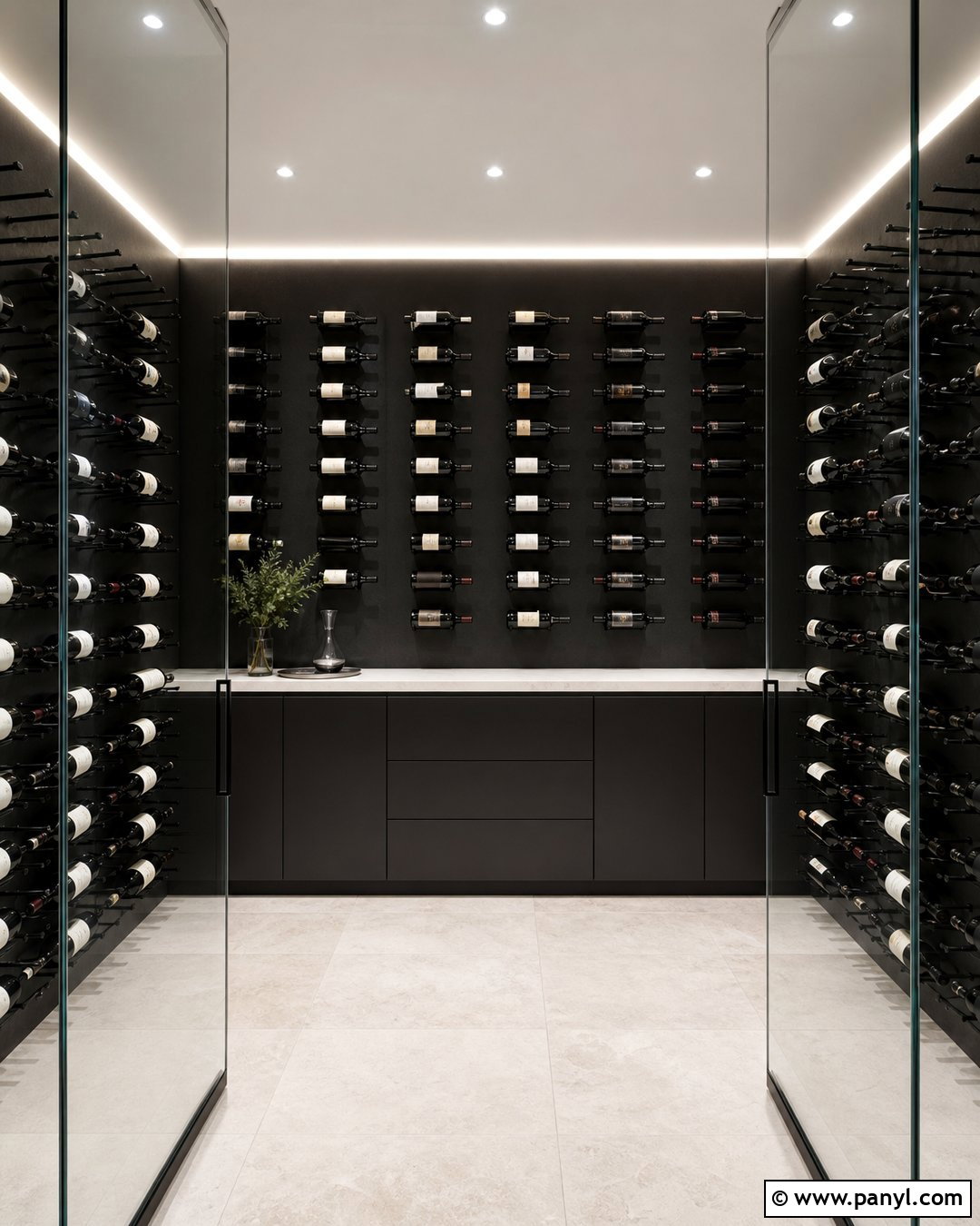 Minimalist Wine Cellar With Black Walls - 20 Modern Wine Cellar With Black Walls