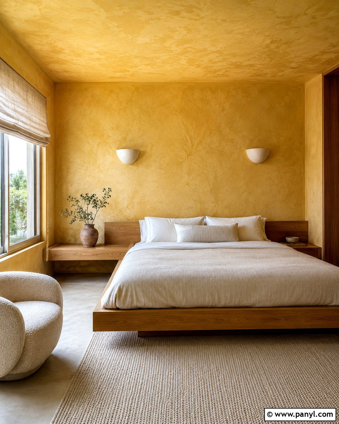 Minimalist Yellow Plaster Bedroom - 20 Yellow Plaster Walls