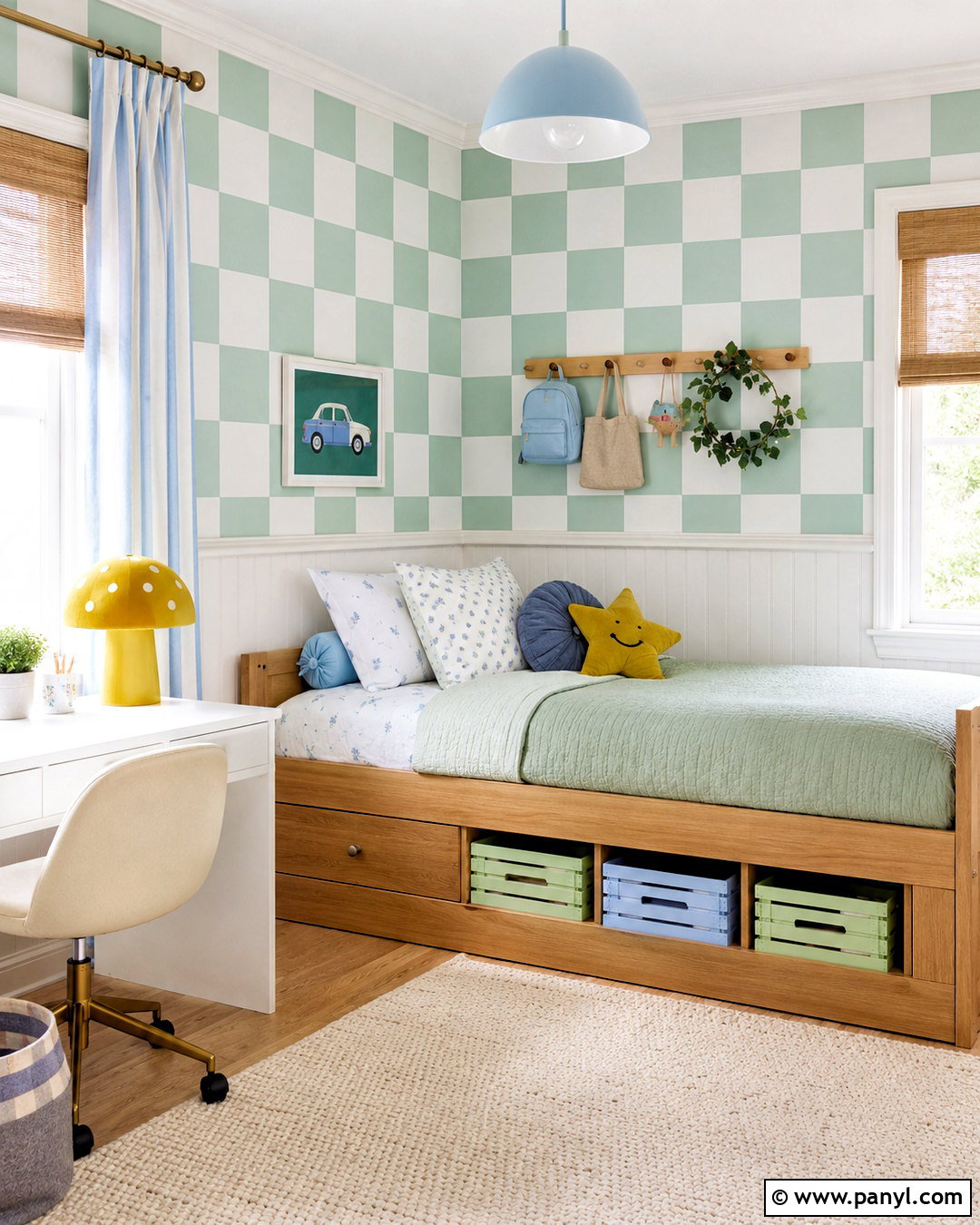 Mint Checkered Wallpaper Kids Room - 20 cute checkered wallpaper ideas