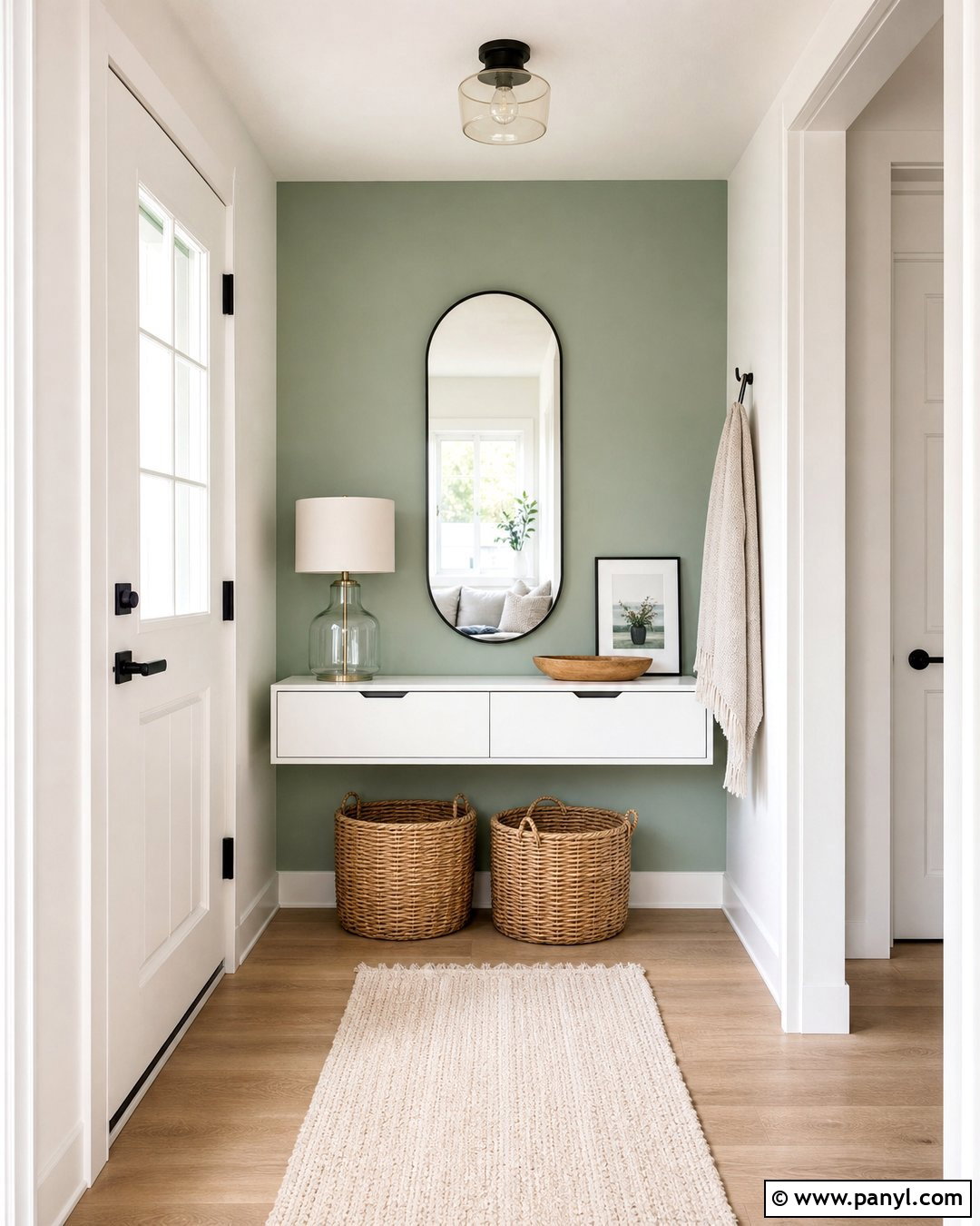 Mint Green Accent Wall For A Small Foyer - 20 Green Accent Wall Foyer Ideas