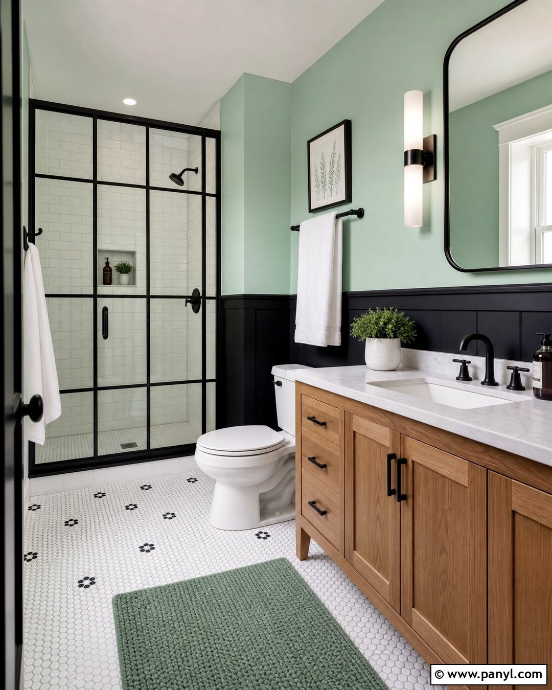 Mint Green And Black Bathroom Walls - 30 Two Toned Bathroom Walls