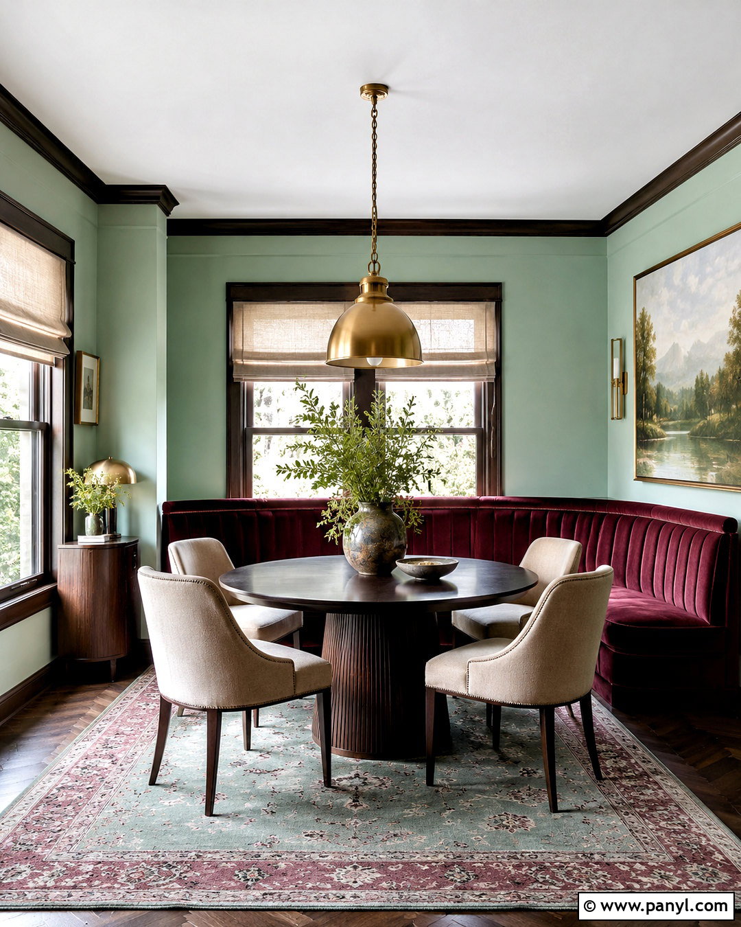Mint Green And Burgundy Dining Nook - 20 mint green colour palette ideas