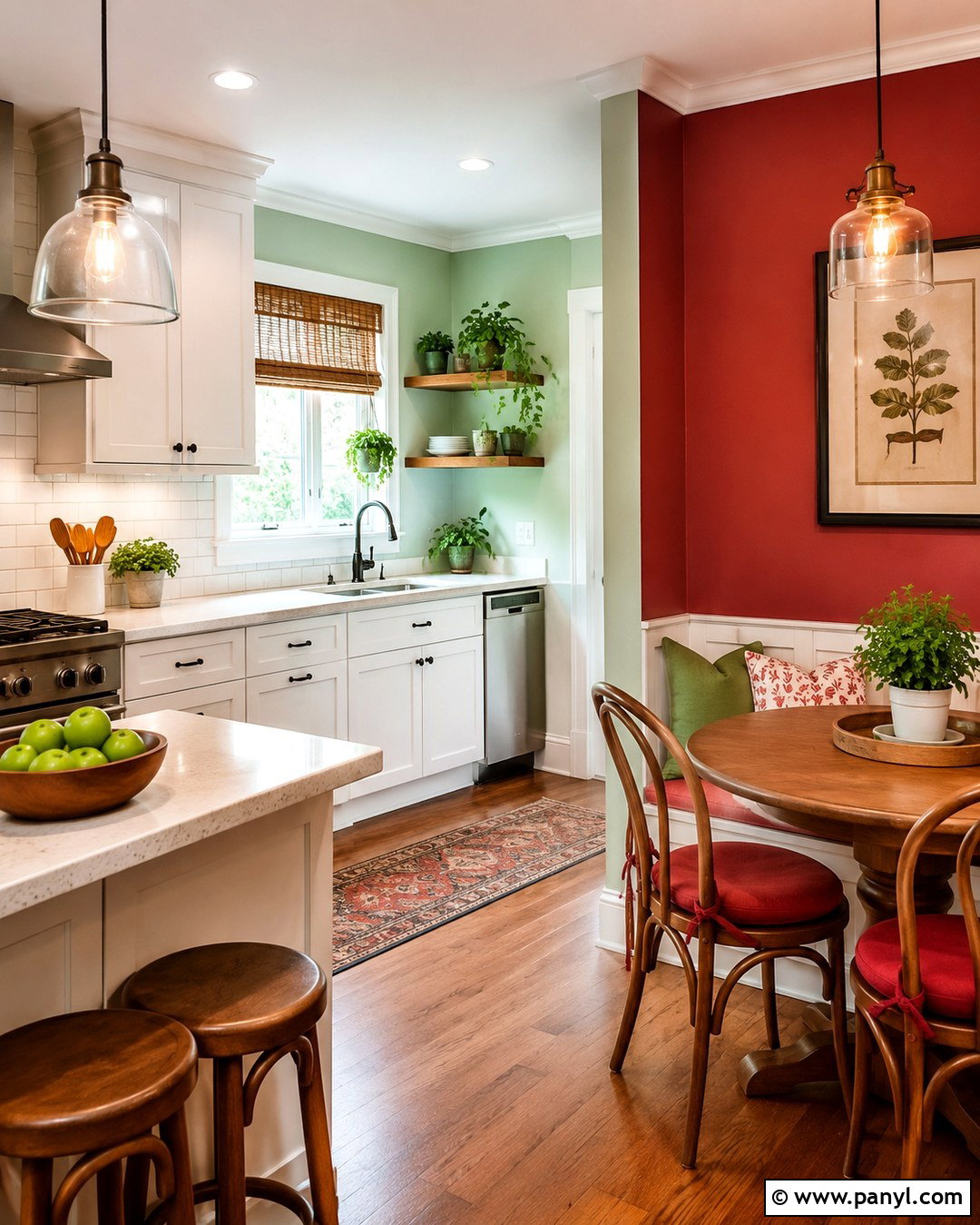 Mint Green And Cherry Red Kitchen - 20 Red And Green Walls