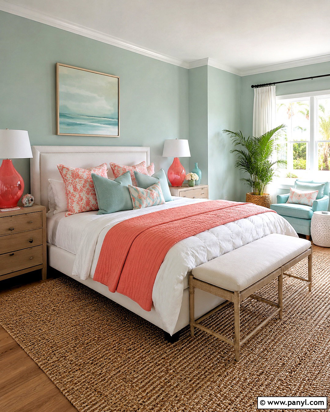 Mint Green And Coral Guest Bedroom - 20 mint green colour palette ideas