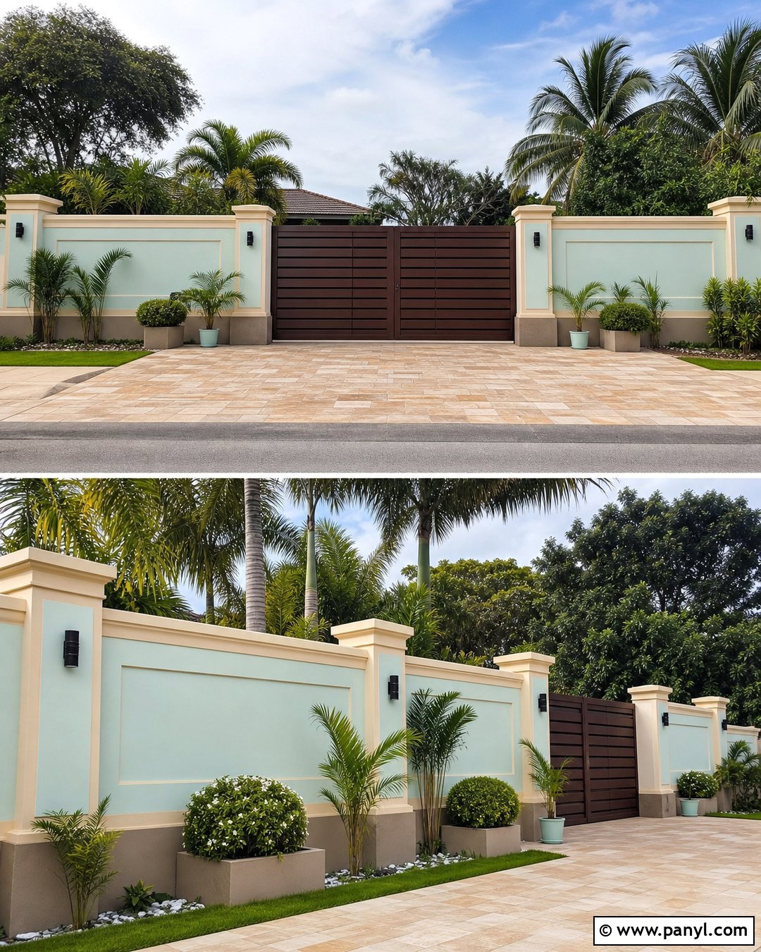 Mint Green And Cream Compound Wall - 30 compound wall colour combinations