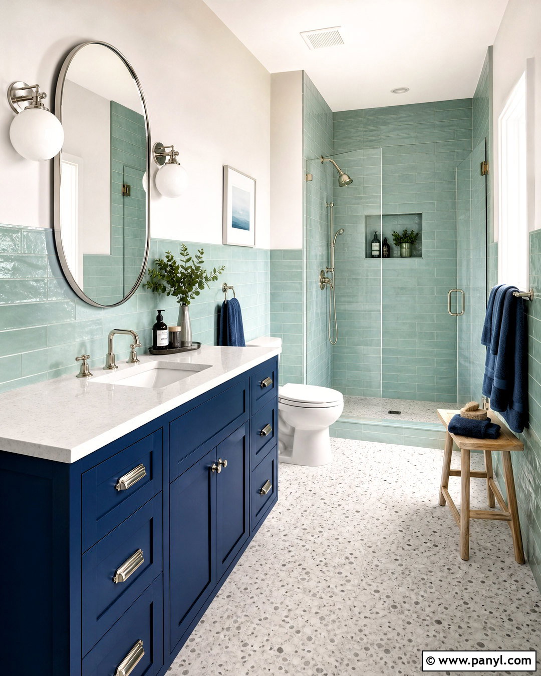Mint Green And Deep Blue Bathroom - 20 green and blue decor ideas