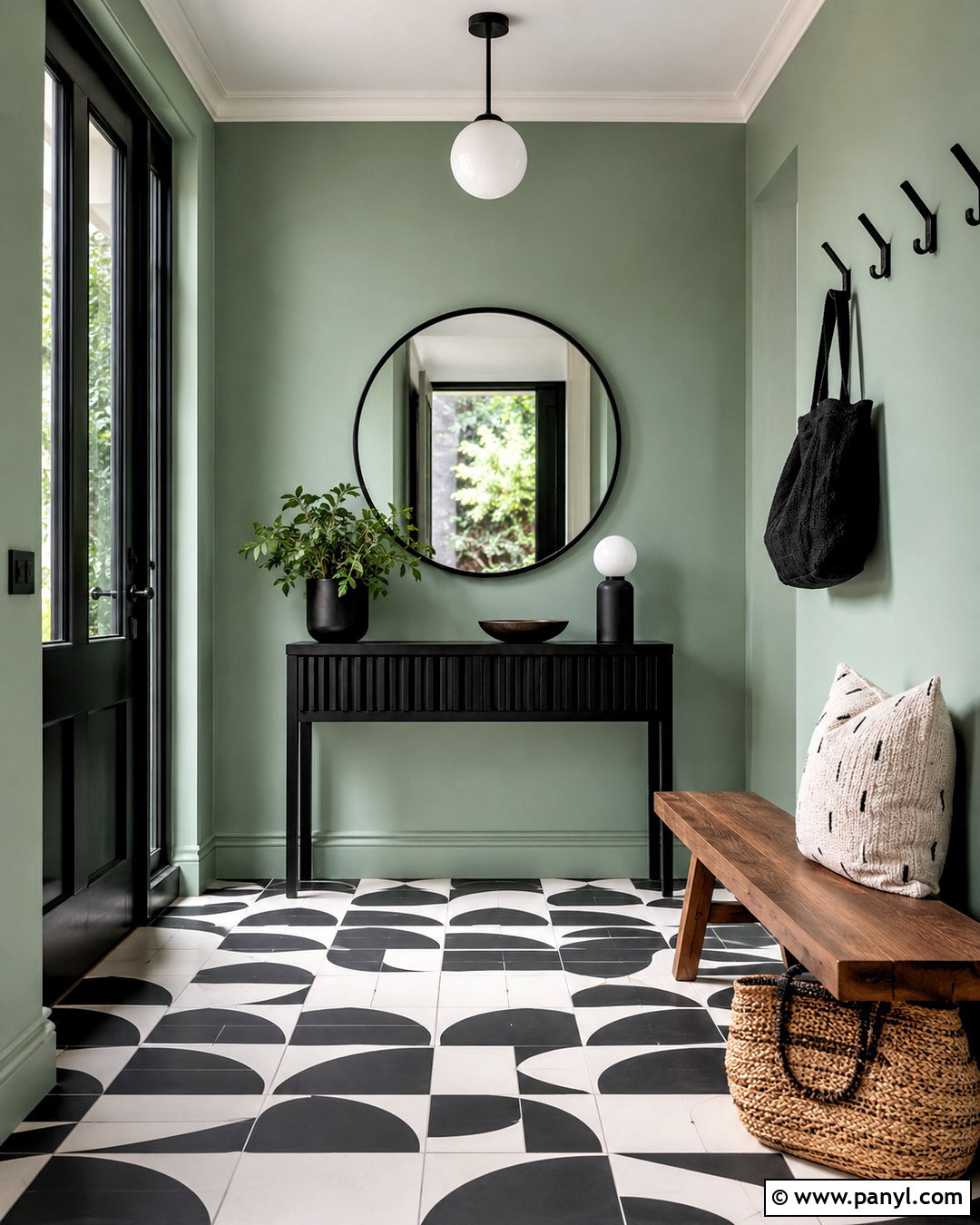 Mint Green And Matte Black Entryway - 20 mint green colour palette ideas