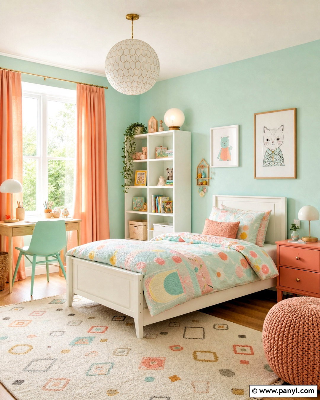 Mint Green And Peach Kids Room - 20 kids room color schemes