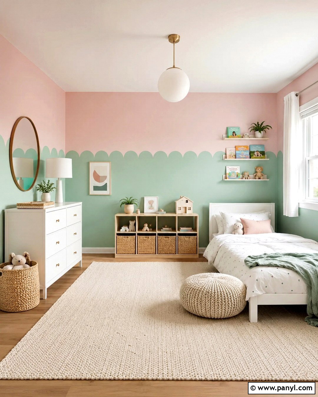 Mint Green And Pink Accent Wall - 20 Two Color Accent Wall Ideas