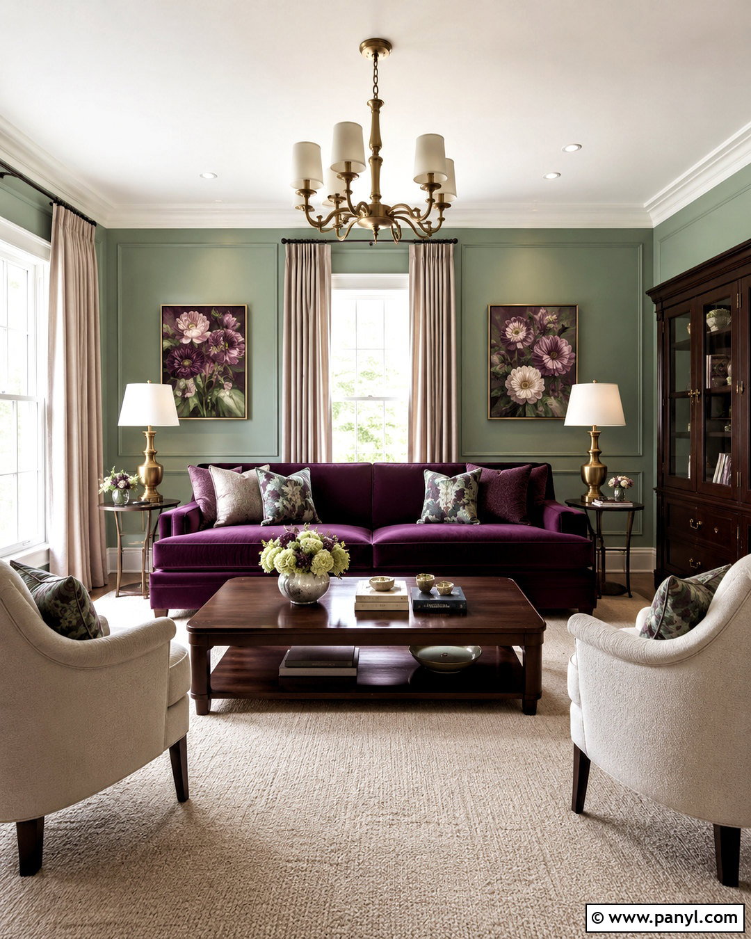 Mint Green And Plum Sitting Room - 20 mint green colour palette ideas