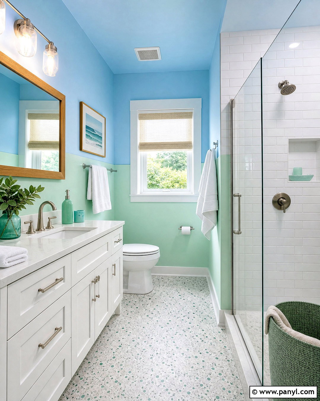 Mint Green And Sky Blue Split Wall Paint - 20 split wall paint color schemes