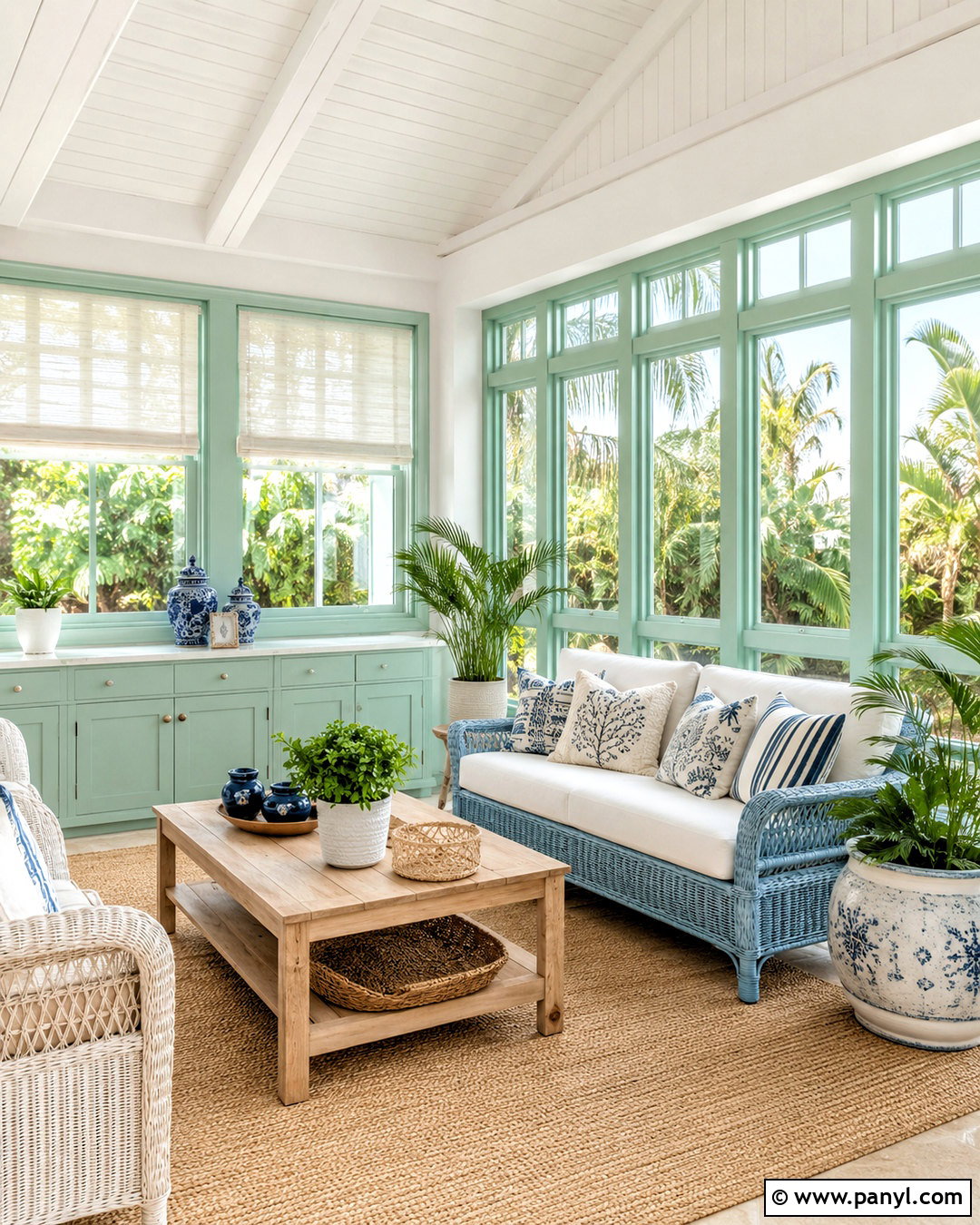 Mint Green And Sky Blue Sunroom - 20 mint green color palette ideas