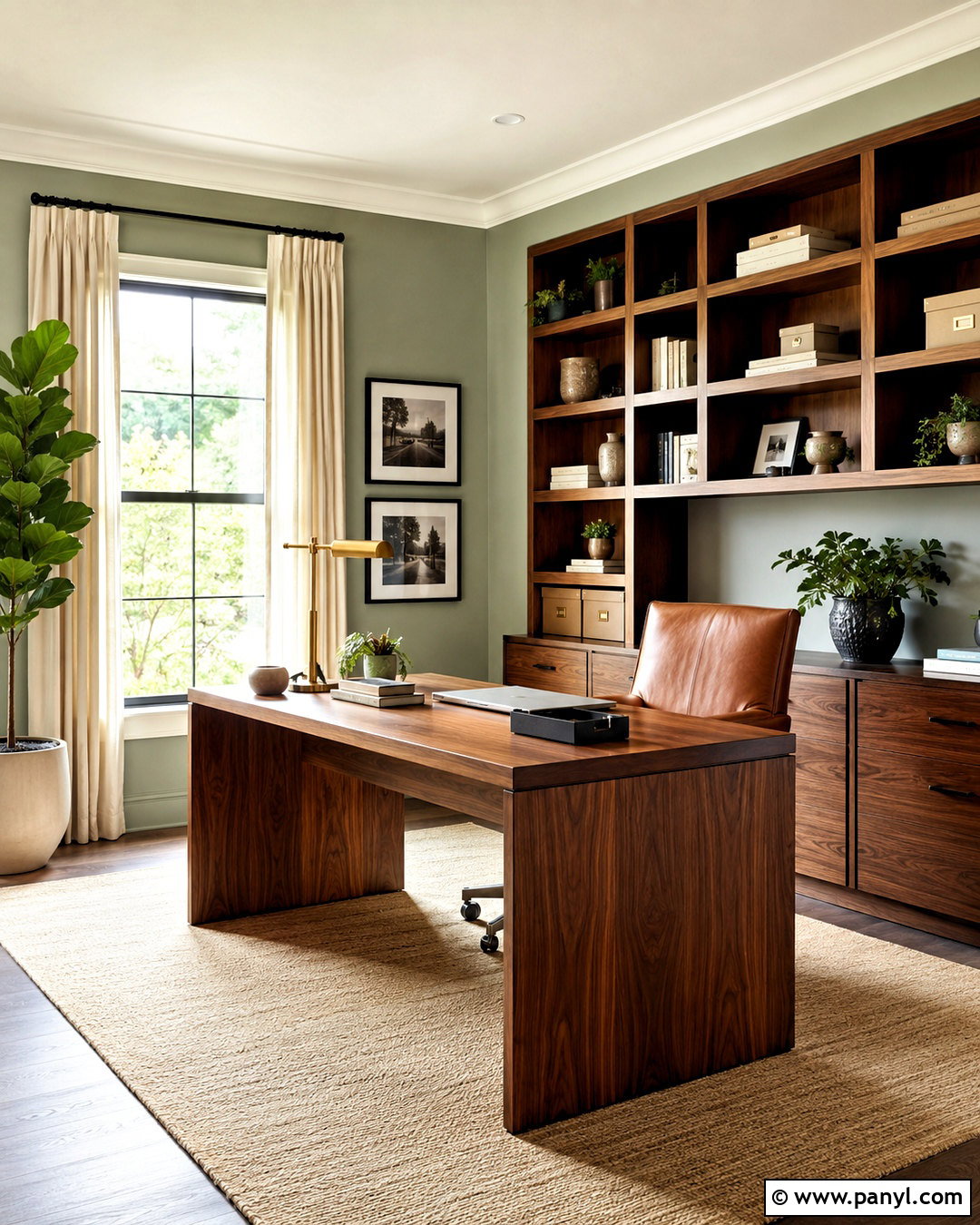 Mint Green And Walnut Home Office - 20 mint green color palette ideas