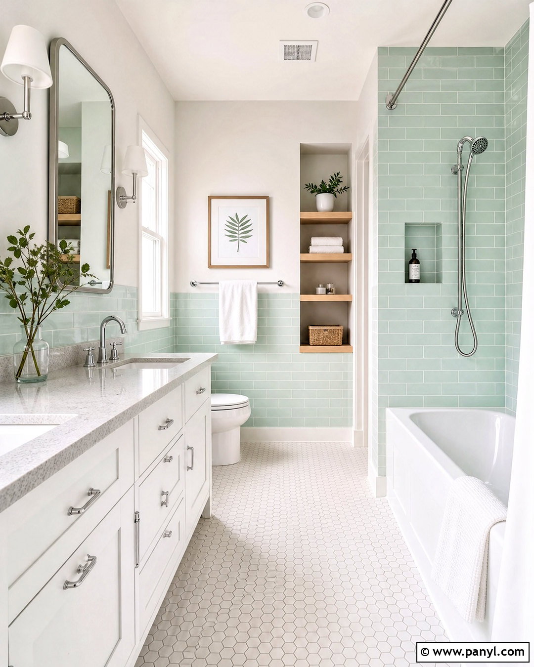 Mint Green And White Bathroom Walls - 20 two tone bathroom walls