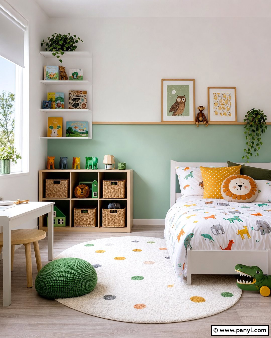 Mint Green And White Kids Room Wall - 25 Half Green Half White Wall Ideas
