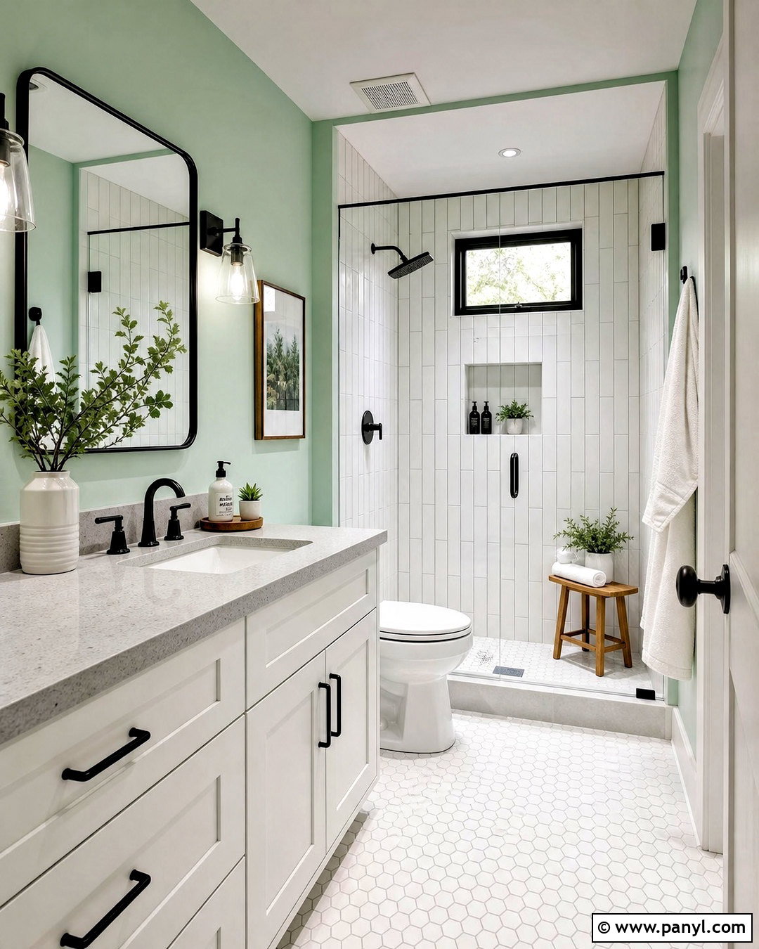Mint Green Bathroom With Black Accents - 20 safe green bathroom ideas