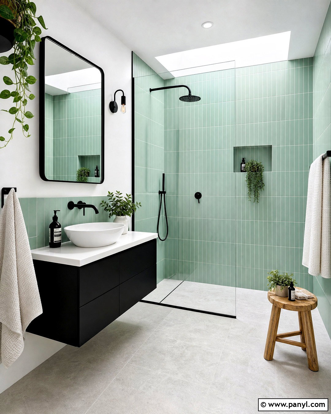 Mint Green Bathroom With Black Fixtures - 20 modern green bathroom ideas