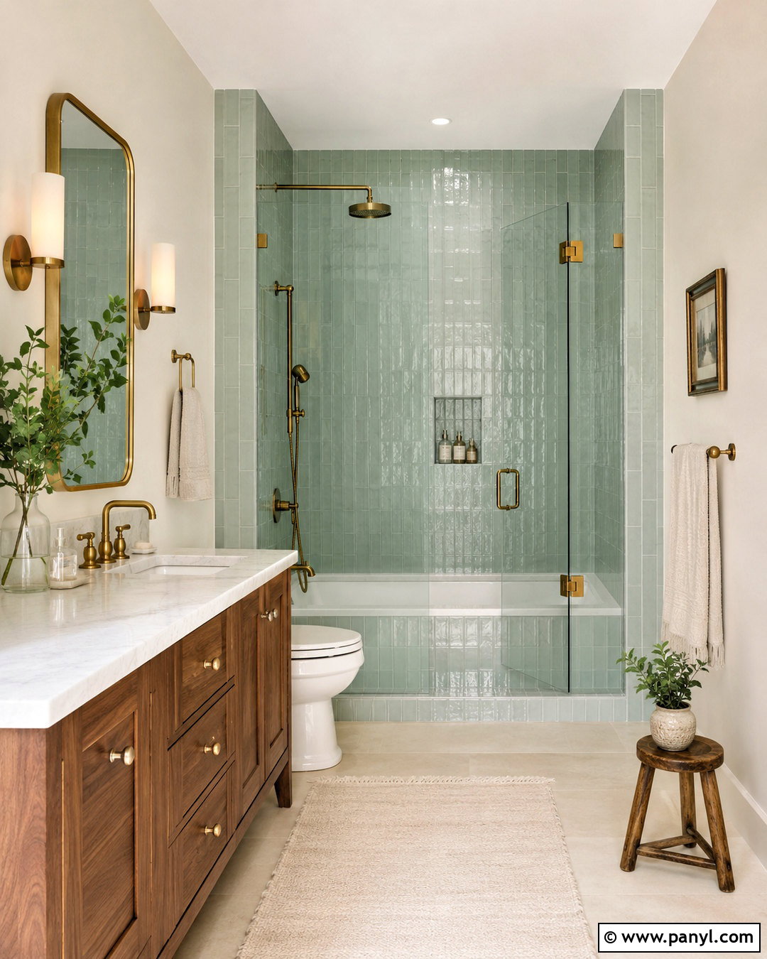 Mint Green Bathroom With Brass Fixtures - 20 mint green bathroom ideas