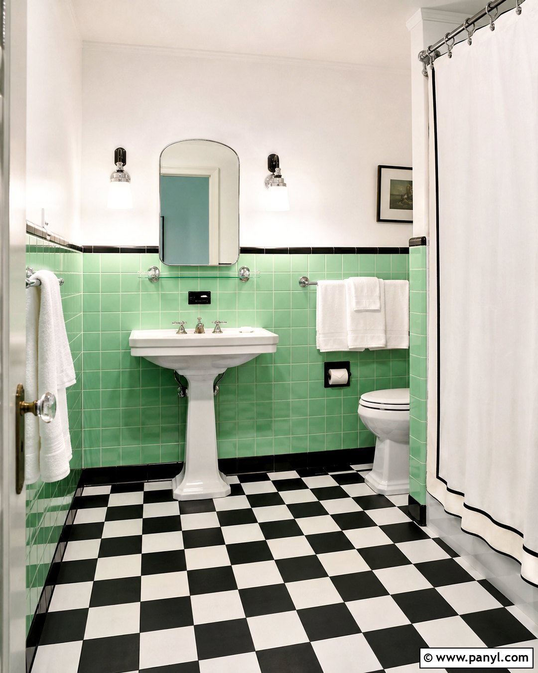Mint Green Bathroom With Checkerboard Floor - 20 mint green bathroom ideas