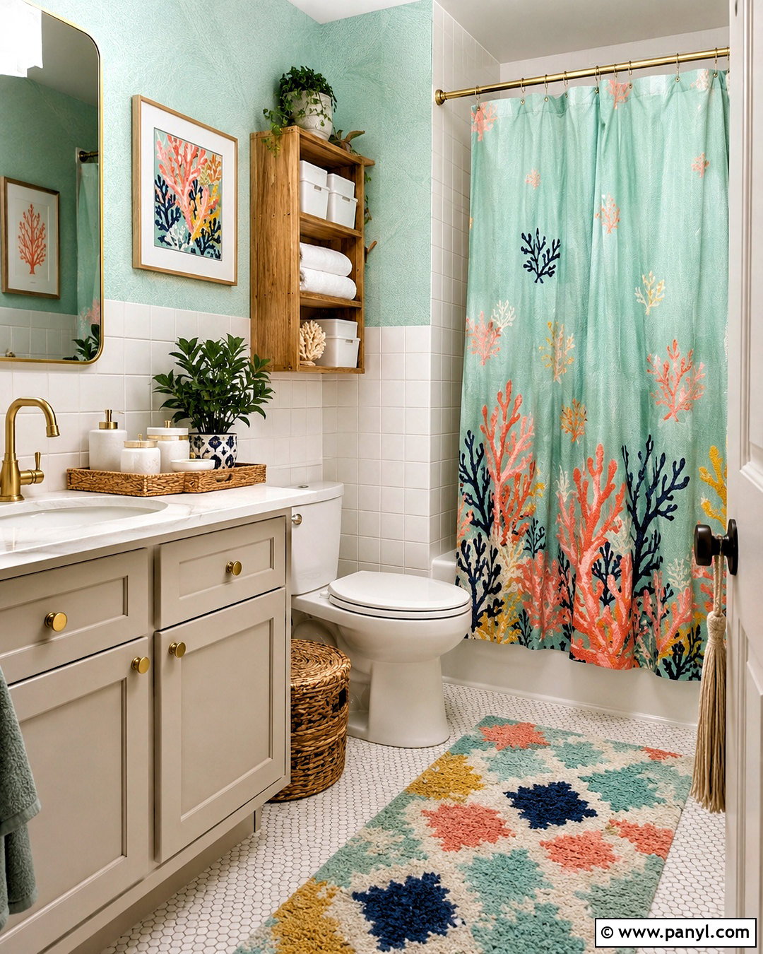 Mint Green Bathroom With Colorful Accessories - 20 mint green bathroom ideas