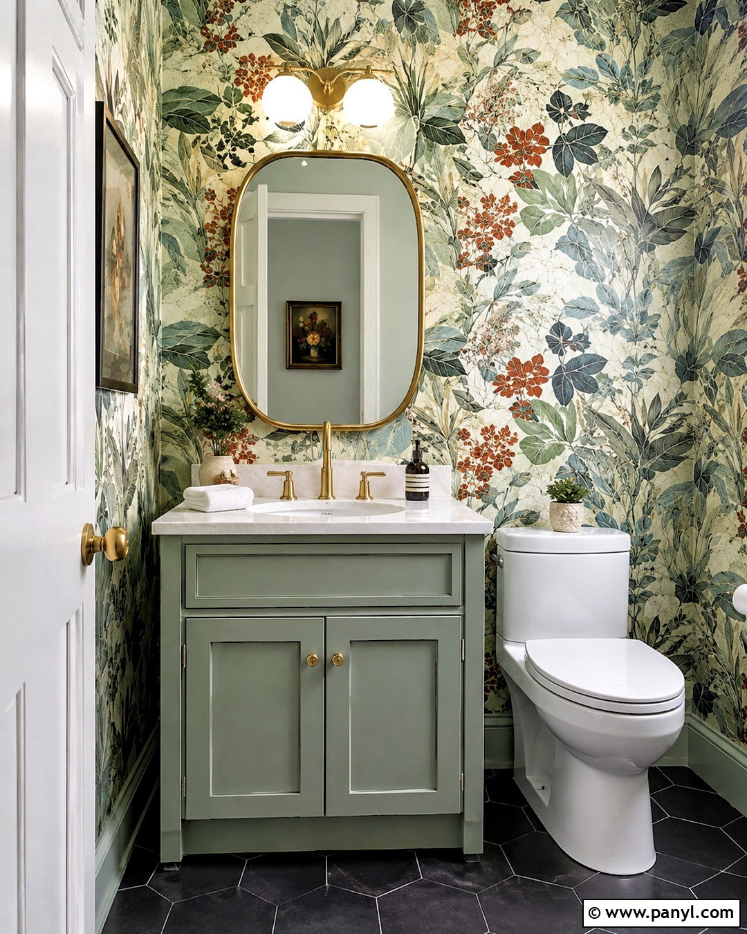 Mint Green Bathroom With Patterned Wallpaper - 20 mint green bathroom ideas