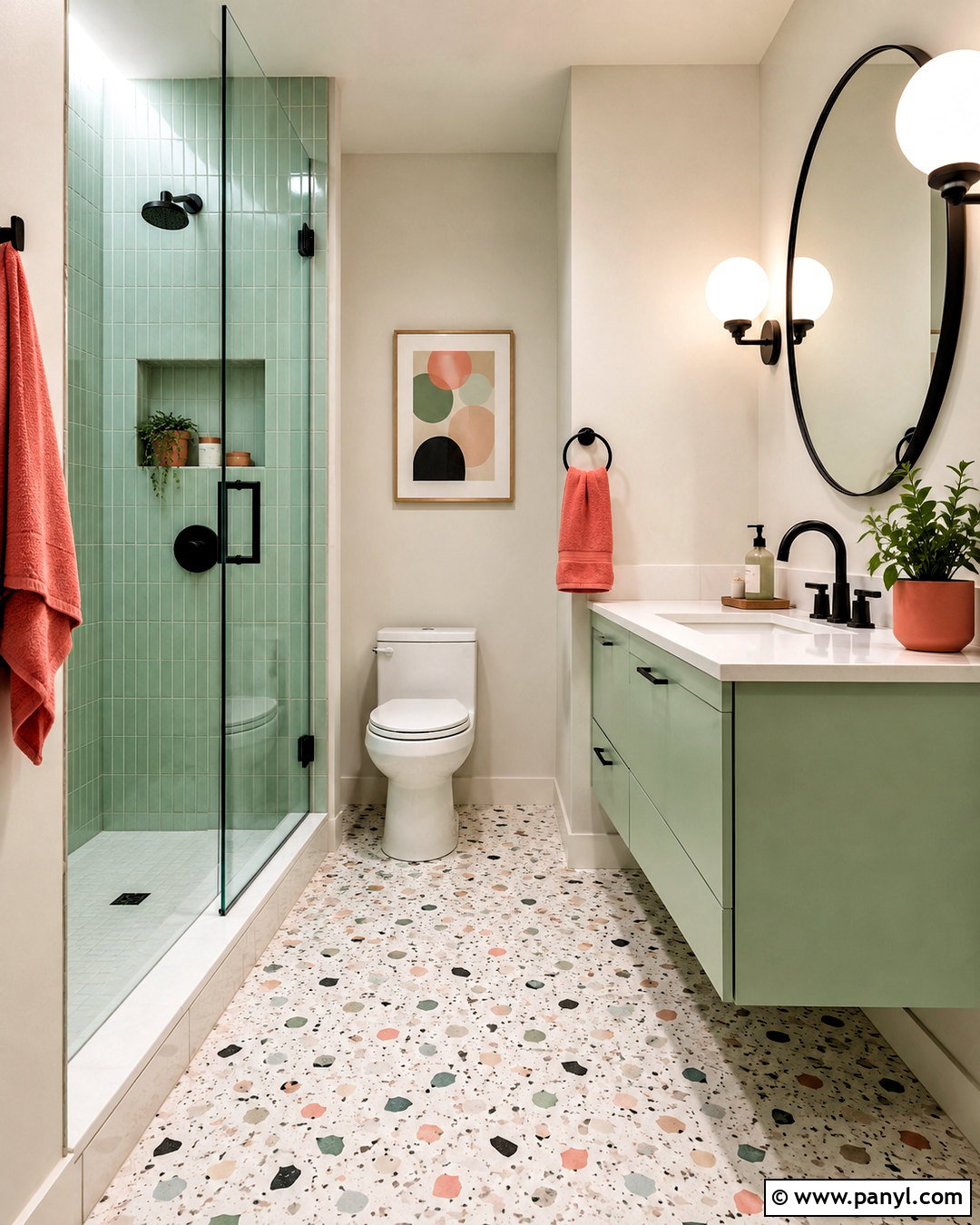 Mint Green Bathroom With Terrazzo Floor - 20 mint green bathroom ideas