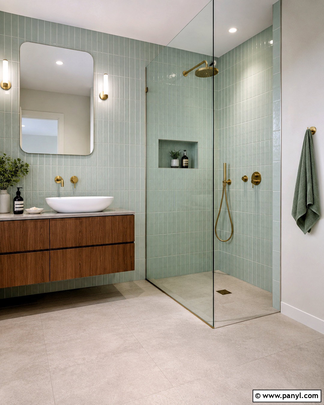 Mint Green Bathroom With Vertical Tile - 20 mint green bathroom ideas