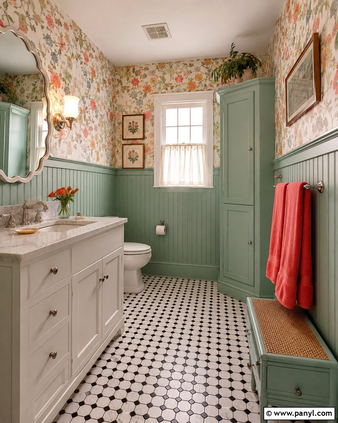 Mint Green Beadboard Bathroom Walls - 20 Colorful Bathroom Walls