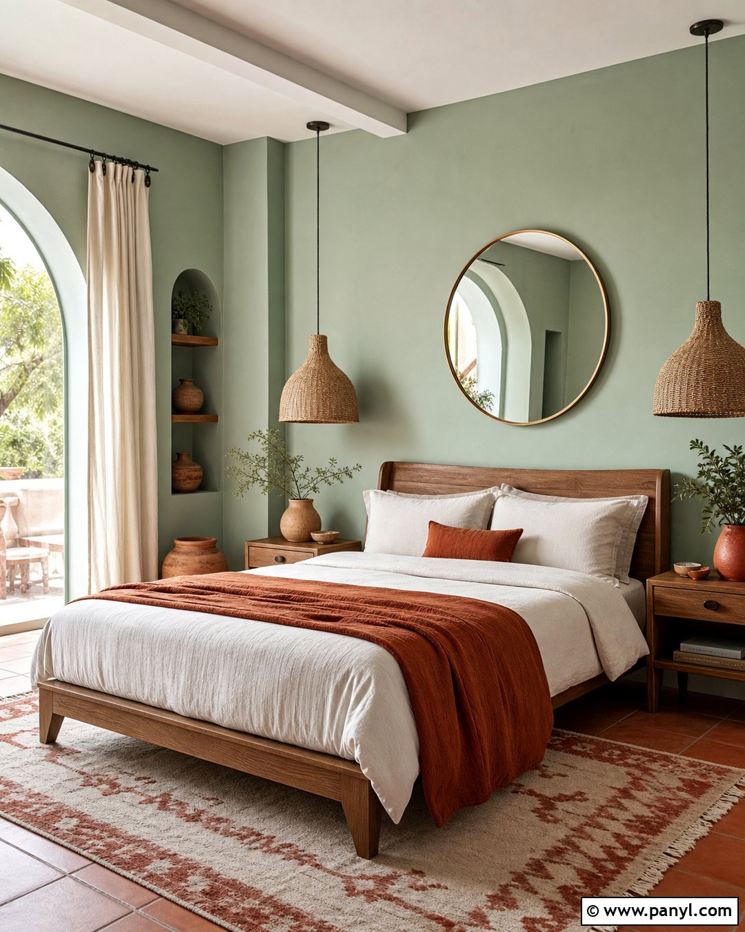 Mint Green Bedroom With Terracotta Accents - 30 mint green paint walls