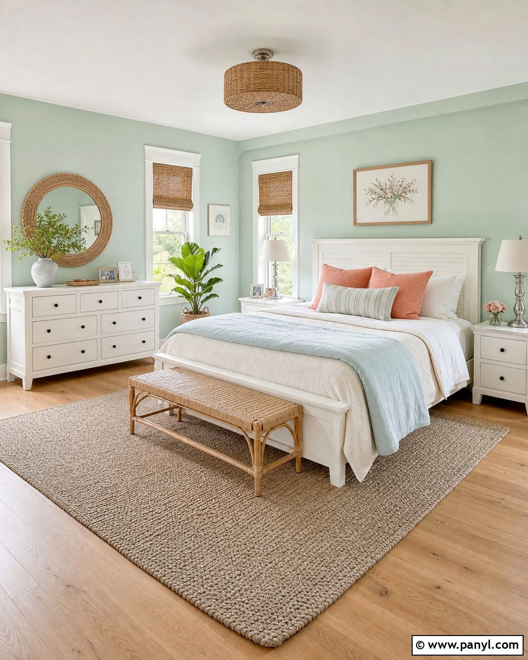 Mint Green Bedroom With White Furniture - 50 green walls