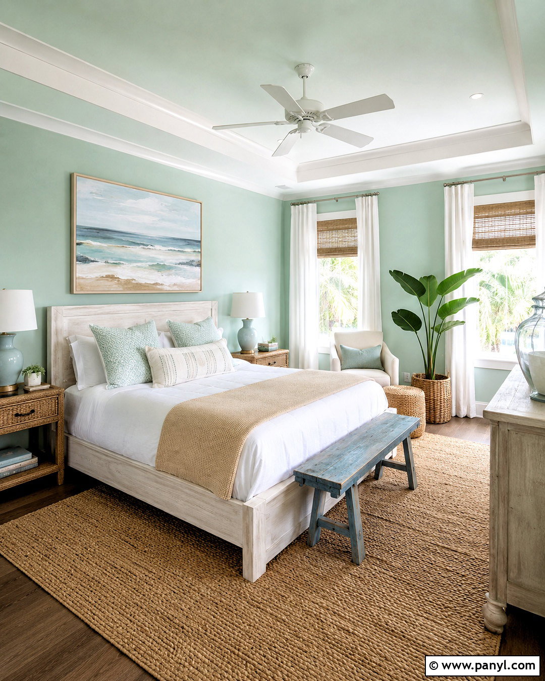 Mint Green Coastal Bedroom - 20 mint green interior design ideas