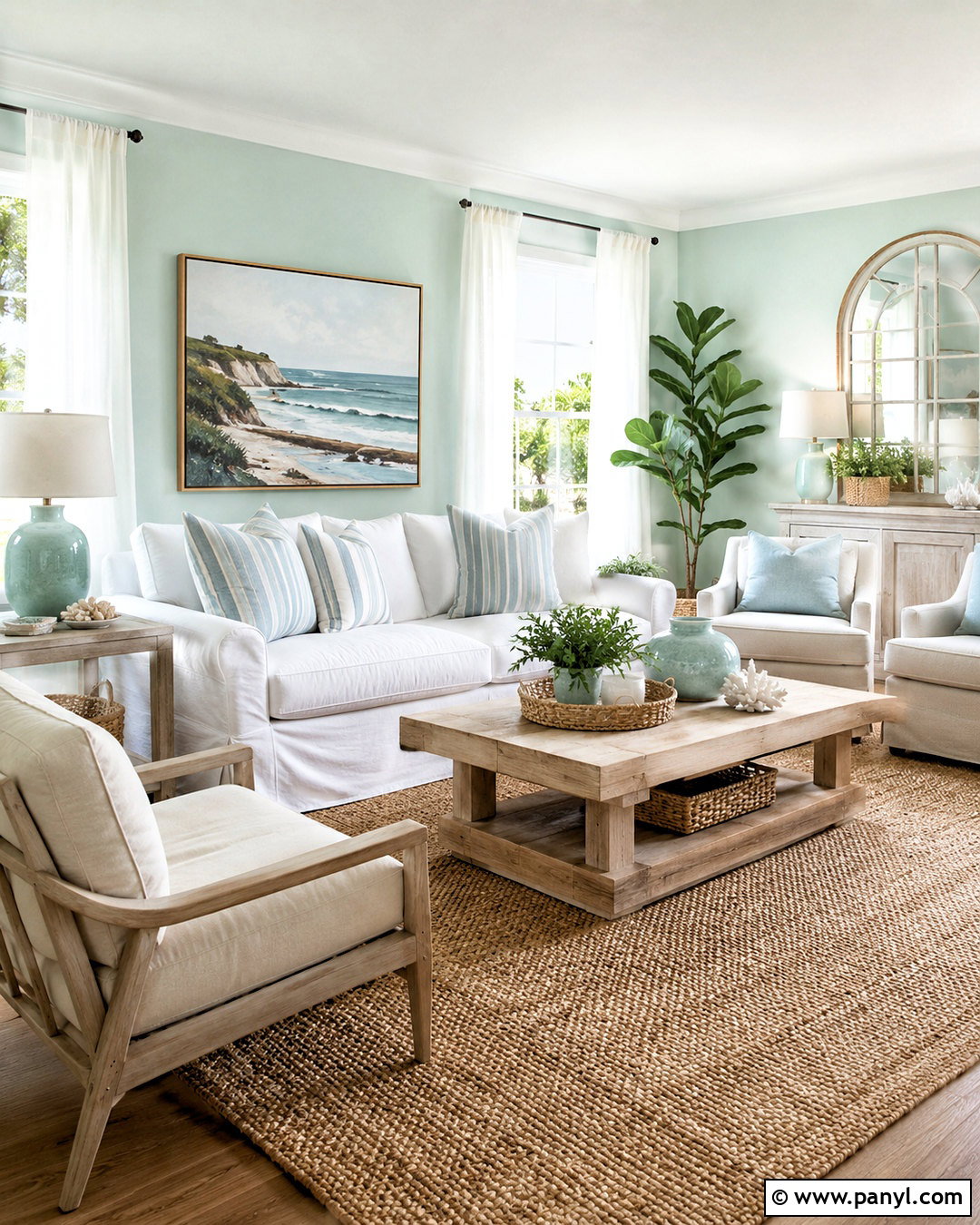 Mint Green Coastal Living Room - 20 mint green living room ideas