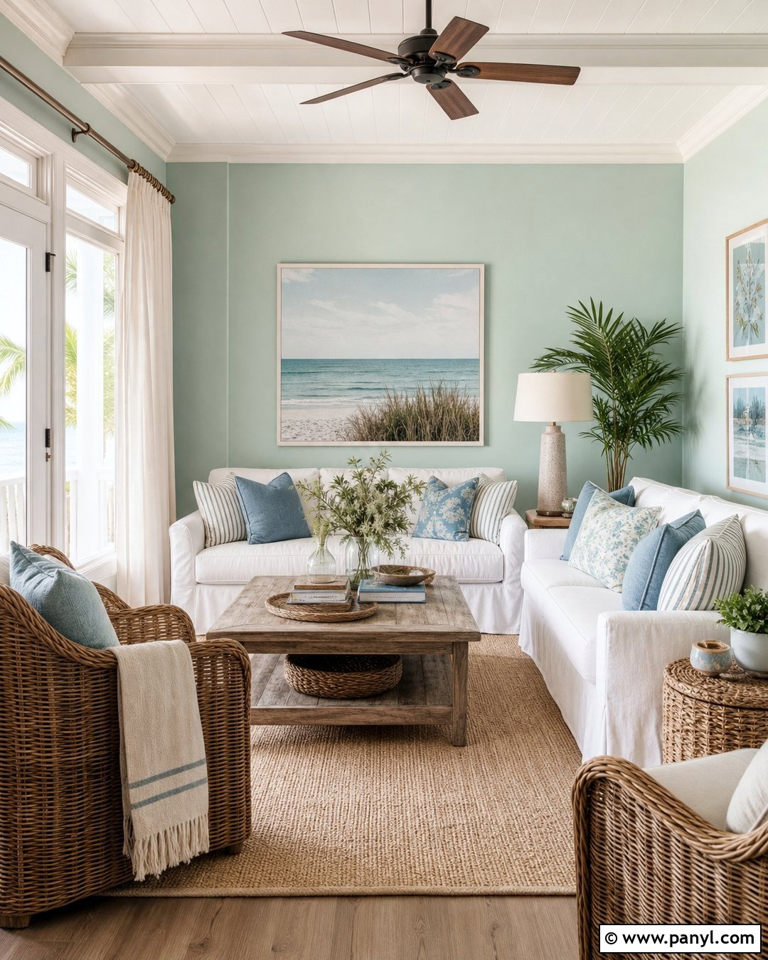 Mint Green Coastal Living Room - 30 mint green paint walls
