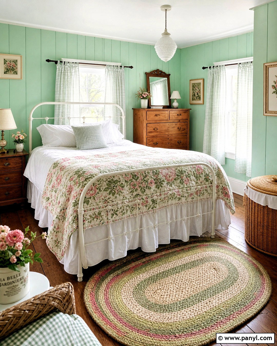 Mint Green Cottage Bedroom - 20 green room aesthetic ideas