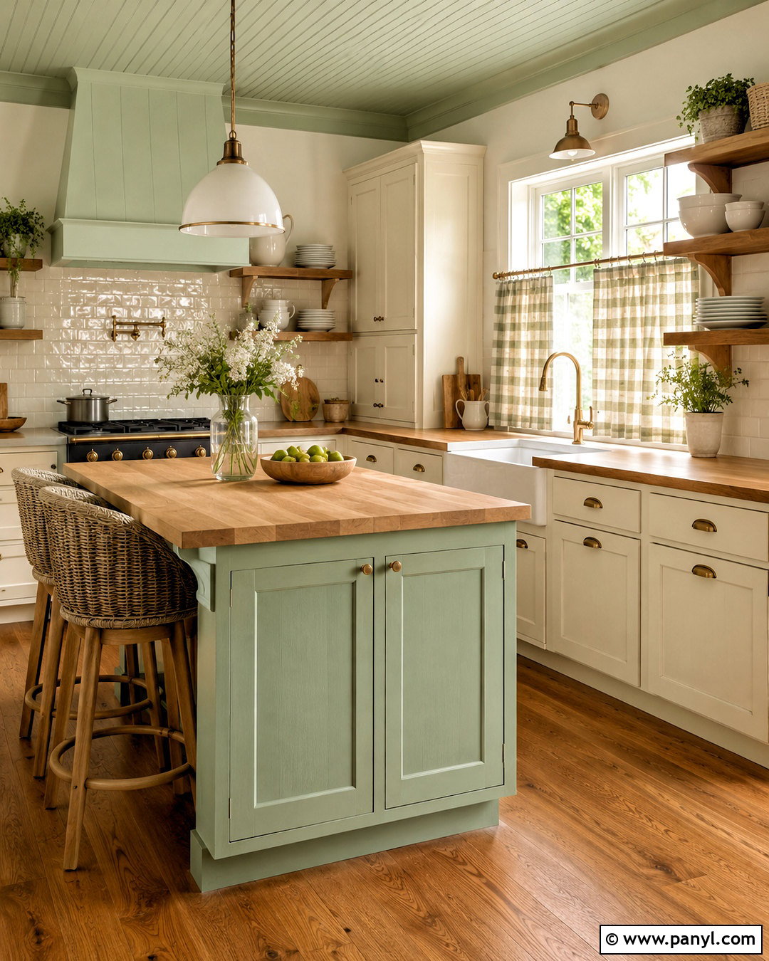 Mint Green Cottage Kitchen With Cream Cabinets - 20 mint green interior design ideas